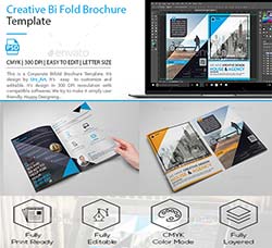 产品手册模板(4色/对折页/PSD文件)：Creative Bi Fold Brochure